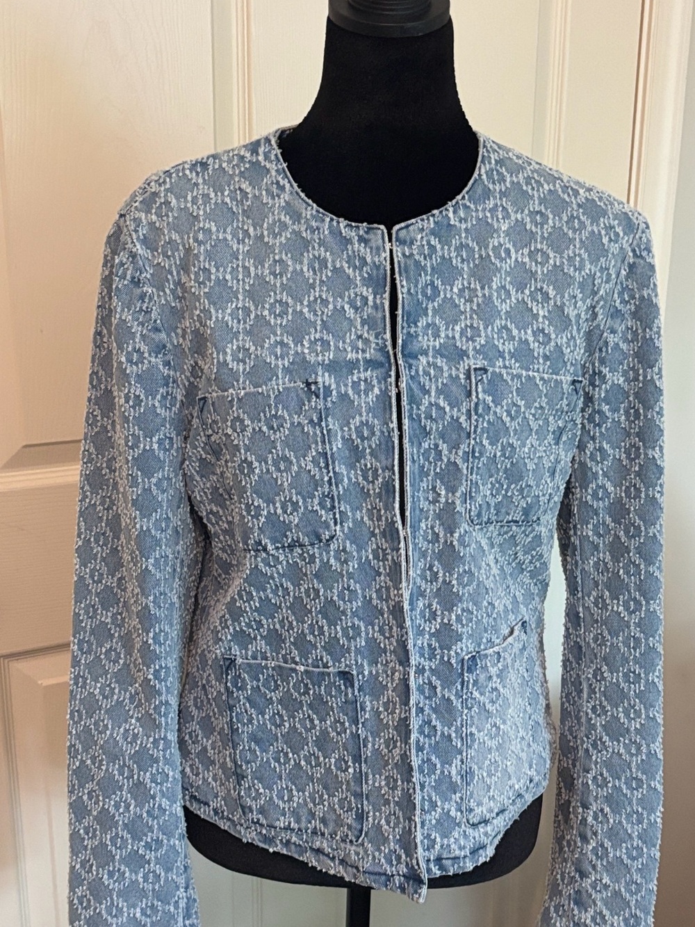 Bagatelle Collection Light Blue Textured Women's Denim Jacket Blazer Small